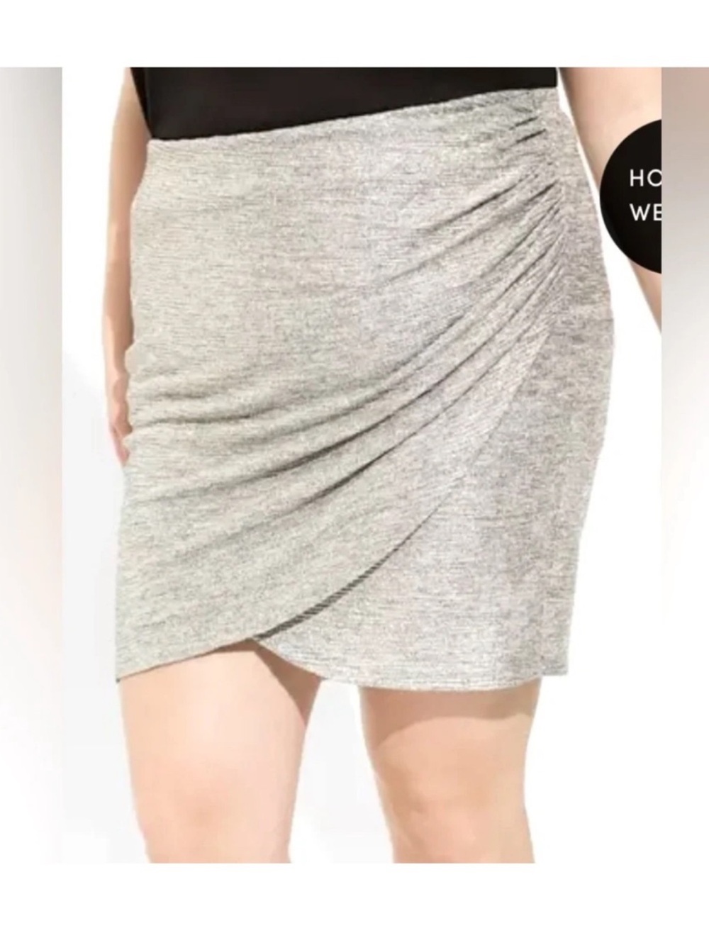 Torrid Silver Metallic Foil Knit Tulip Ruched Mini Skirt Size 1 14/16